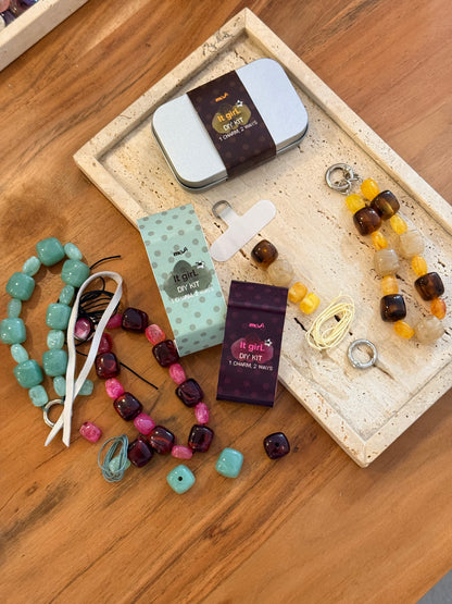 Kit créatif DIY Charm de Sac ou Téléphone IT GIRL – Perles XXL
